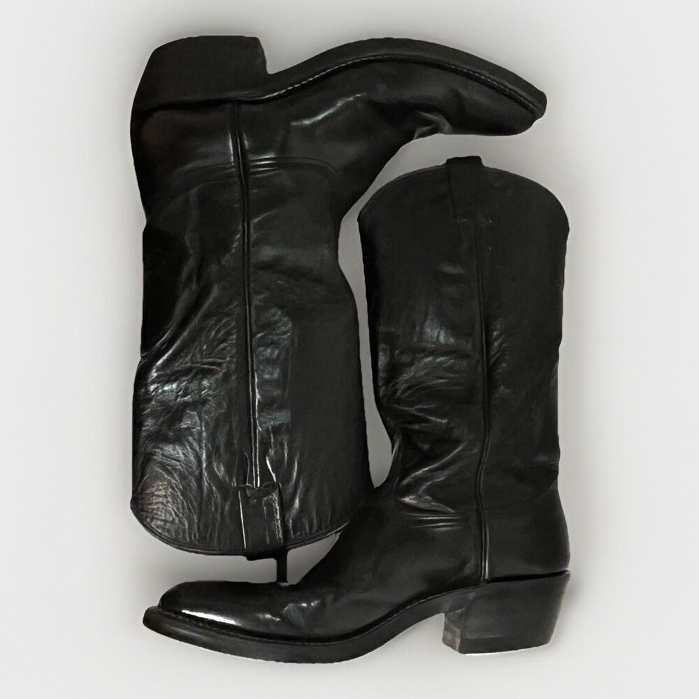 Vintage Nocona USA Cowboy Boots Black Leather Men's 8.5 B Narrow Western VTG